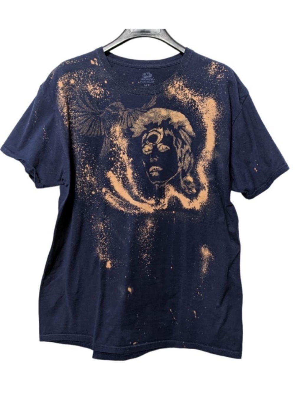 DAVID BOWIE Handmade Unisex Flying Bird Bleach Tie Dye Shirt L